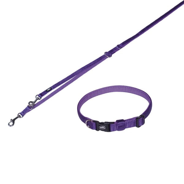 Hundehalsband und Leine Set "Classic Preno", lila, XXS-S