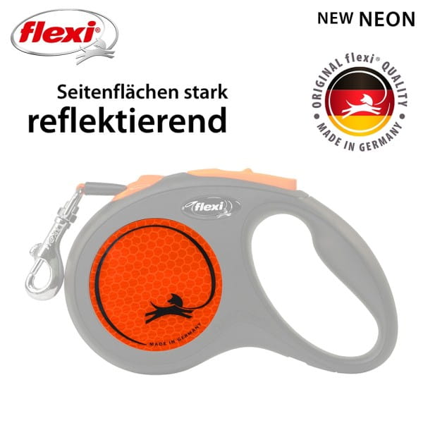 Flexi NEW NEON M, Gurt 5m, neon-orange