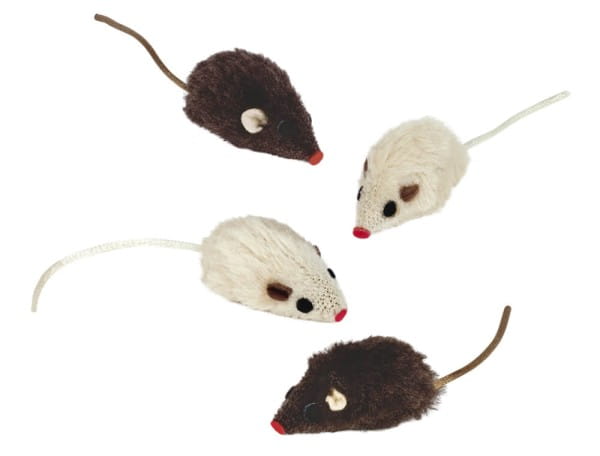 Plüschmaus mit Rassel, 5cm, 4St.
