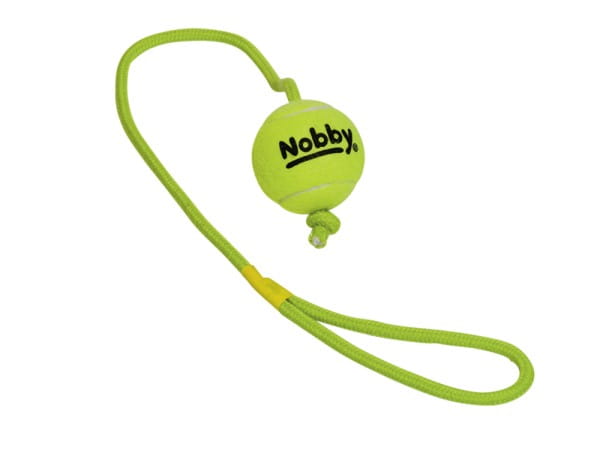 Tennisball mit Wurfschlaufe, M, 6,5cm, Seil 70cm