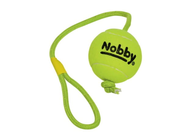 Tennisball mit Wurfschlaufe, XL, 10cm, Seil 70cm