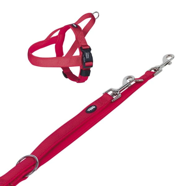 Hundegeschirr und Leine Set "Classic Preno", rot, M-L