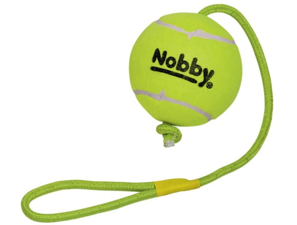 Tennisball mit Wurfschlaufe, XXL, 12,5cm, Seil 70cm